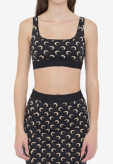 Marine Serre Moon Printed Cropped Top Black WUW055BC-JER0001-IT99