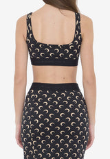 Marine Serre Moon Printed Cropped Top Black WUW055BC-JER0001-IT99