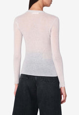 6397 Semi-Sheer Knit Cardigan White NSW683WO/R_6397-PUTTY