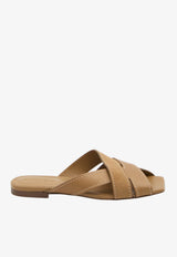 Stitched Leather Slides
