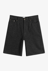 Patterned Denim Shorts