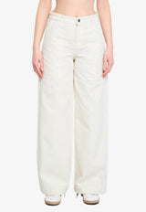 Stitched Straight-Leg Pants