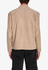 Arma Hardin Zip-Up Suede Jacket Taupe 002G261017--GREY