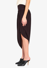 Alaïa Twisted Asymmetric Midi Skirt Brown AA9J2489J077C--994