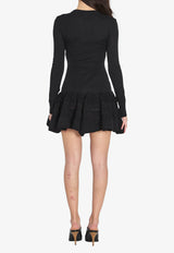 Alaïa Wool Crinoline Mini Dress Black AA9R2867K164C--995