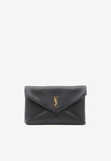 Saint Laurent Large Envelope Clutch in Hammered Leather Black 853610-AACYT-1000