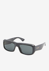 Saint Laurent Rectangular Logo Sunglasses Gray 862861-Y9958-1000
