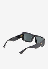 Saint Laurent Rectangular Logo Sunglasses Gray 862861-Y9958-1000