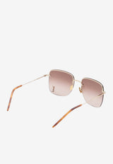 Saint Laurent Cassandre Square Sunglasses Brown 652363-Y9902-8009