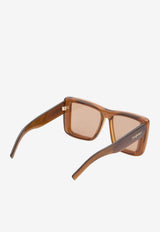 Saint Laurent Howl Square Sunglasses Brown 862884-Y9958-2506
