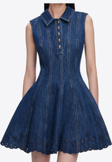 Self-Portrait Broderie Anglaise Denim Mini Dress Blue SS26820SBL--BLUE