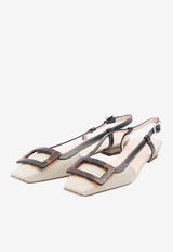 Slingback Pointed-Toe Flats with Buckle