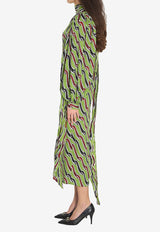 Printed Silk Midi Dress