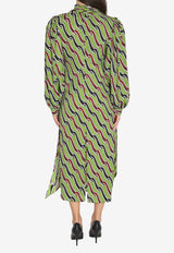 Printed Silk Midi Dress