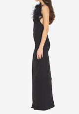 Feather-Embellished Maxi Dress