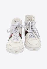 Gucci Web Distressed Leather High-Top Sneakers White 864414-AAGFF-9099