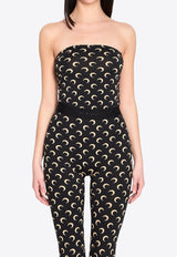Marine Serre Moon Print Strapless Bustier Top Black WTS011A-JER0001-IT99