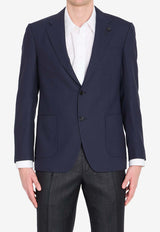 Lardini Single-Breasted Wool Blazer Blue PA5816E-CN64424-850