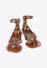 Chloé Leopard Print Jelly Sandals Brown CH26U09VYF--296