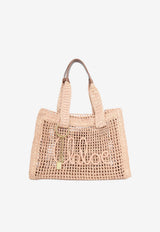 Chloé Summer Banana East-West Raffia Tote Bag Pink CH26US904P08--24M