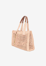 Chloé Summer Banana East-West Raffia Tote Bag Pink CH26US904P08--24M