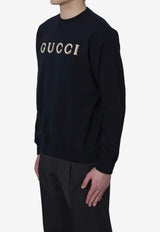 Gucci Logo Print Crewneck Sweatshirt Blue 854224-XJHNA-4794