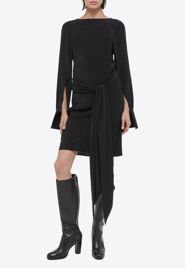 Helmut Lang Reversible Scarf Silk Knee-Length Dress O01HW605BLACK