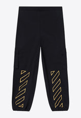 Off-White Kids Boys Logo Cargo Track Pants Black OBCF007S25FAB001/Q_OFFW-1018
