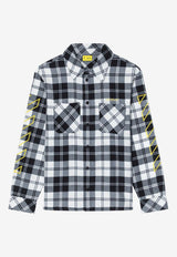 Off-White Kids Boys Diagonal Checked Flannel Shirt OBGA001F25-BFAB001/R_OFFW-1018