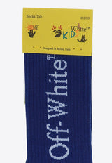 Off-White Kids Boys Logo Ribbed Socks Blue OBRA003S25KNI001/Q_OFFW-4501