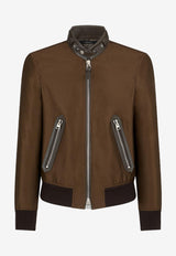 Tom Ford Wool and Silk Biker Jacket OBS050-FMW027S24 KB605 Brown