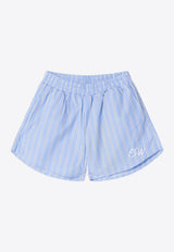Off-White Kids Girls Striped Mini Shorts Light Blue OGCB009S26FAB001/S_OFFW-4030