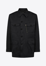 Tom Ford Enzyme Twill Army Jacket OJM012-FMC054F23 LB999 Black