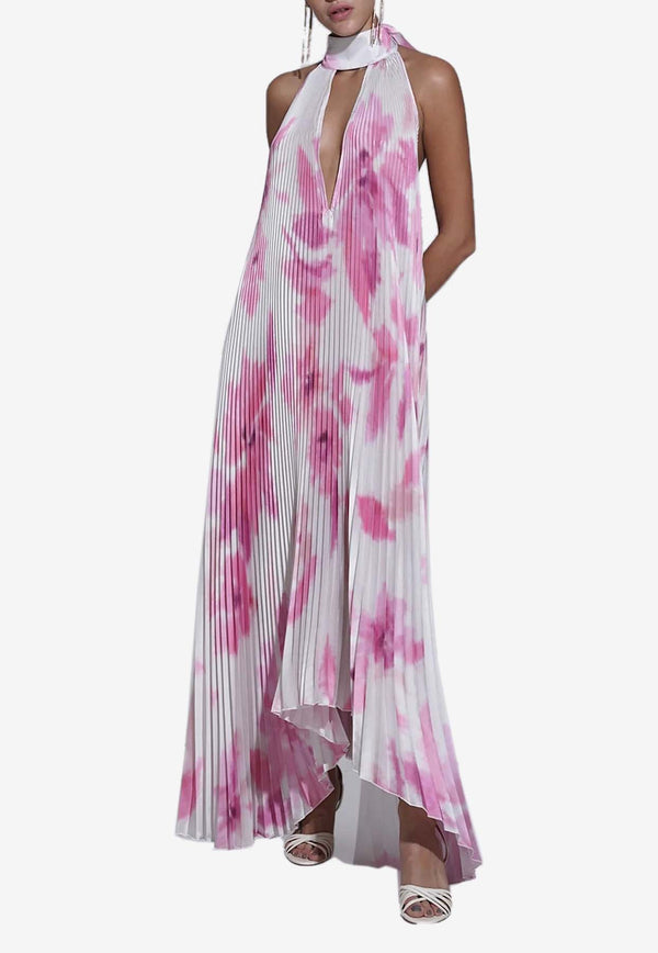 L'Idee Opera Plisse Floral Maxi Dress OPERAGOWN - JARDIN PINK WHITE MULTI