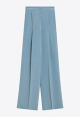 Max Mara Pianoforte Origano Wide-Leg Silk Tailored Pants Light Blue ORIGANOSI/Q_MAXMP-038