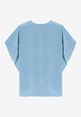 Max Mara Pianoforte Oronte Flowy Silk Blouse Light Blue ORONTESI/Q_MAXMP-038