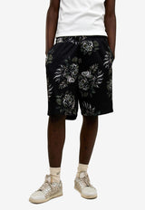 ONLY THE BLIND Botanical Print Mesh Shorts Black OTB-BS1470_BLACK
