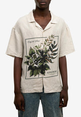 ONLY THE BLIND Botanical Print Linen Shirt Beige OTB-SH1534_BEIGE