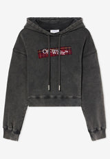 Off-White Bookish Flannel Logo Cropped Hoodie Gray OWBB056F25FLE0031301_GREY