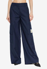 Off-White Logo Patch Wide-Leg Cargo Pants Navy OWCF026F25FAB0024800_NAVY