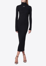 Off-White Logo-Embossed Long-Sleeved Midi Dress OWDB495C99JER001/R_OFFW-1001