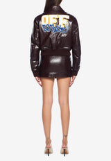 Off-White Crinkled Coated Varsity Jacket Brown OWEK00MF25FAB0016E01_CHOCOLATE