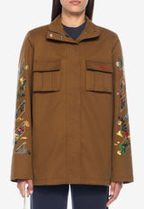 Off-White Arrow Flower Field Twill Jacket Brown OWEL013F25FAB0015858_BROWN