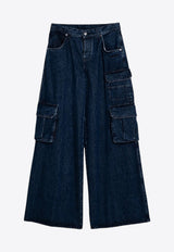 Off-White Wide-Leg Cargo Pants Blue OWYB019F24DEN001/P_OFFW-4600