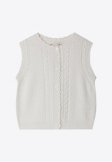 Bonpoint Girls Jobolene Cable Knit Vest White P05GCAK00019-BVI/R_BONPO-002