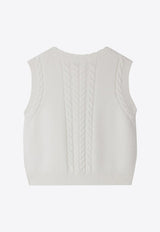 Bonpoint Girls Jobolene Cable Knit Vest White P05GCAK00019-BVI/R_BONPO-002
