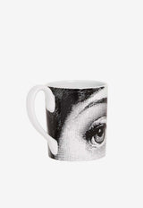 Fornasetti Occhi Motif Porcelain Mug White P14X002