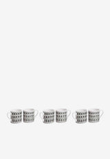 Fornasetti Architettura Coffee Cup and Saucer Set - Set of 6 Gray P15X441