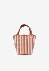Hermès Picotin 18 in Ecru Canvas, Rose Pop, Fauve, Noir Embroidery and Gold Swift
