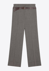 Prada Printed Belt Wool Flared Pants Gray P242JOOO16NO/Q_PRADA-F0572